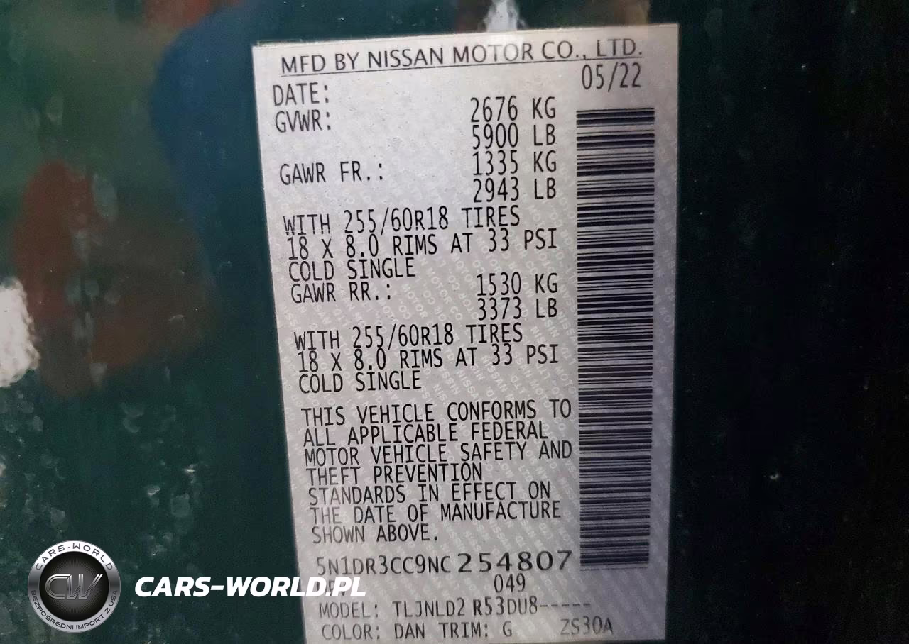 2022 Nissan Pathfinder Sl VIN:5N1DR3CC9NC254807 - 14