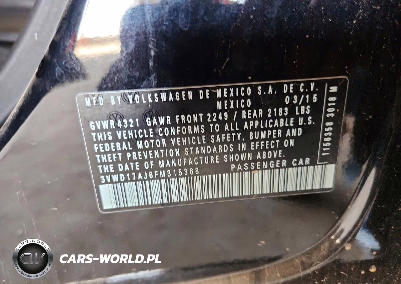 2015 Volkswagen Jetta Se VIN:3VWD17AJ6FM315368 - 12
