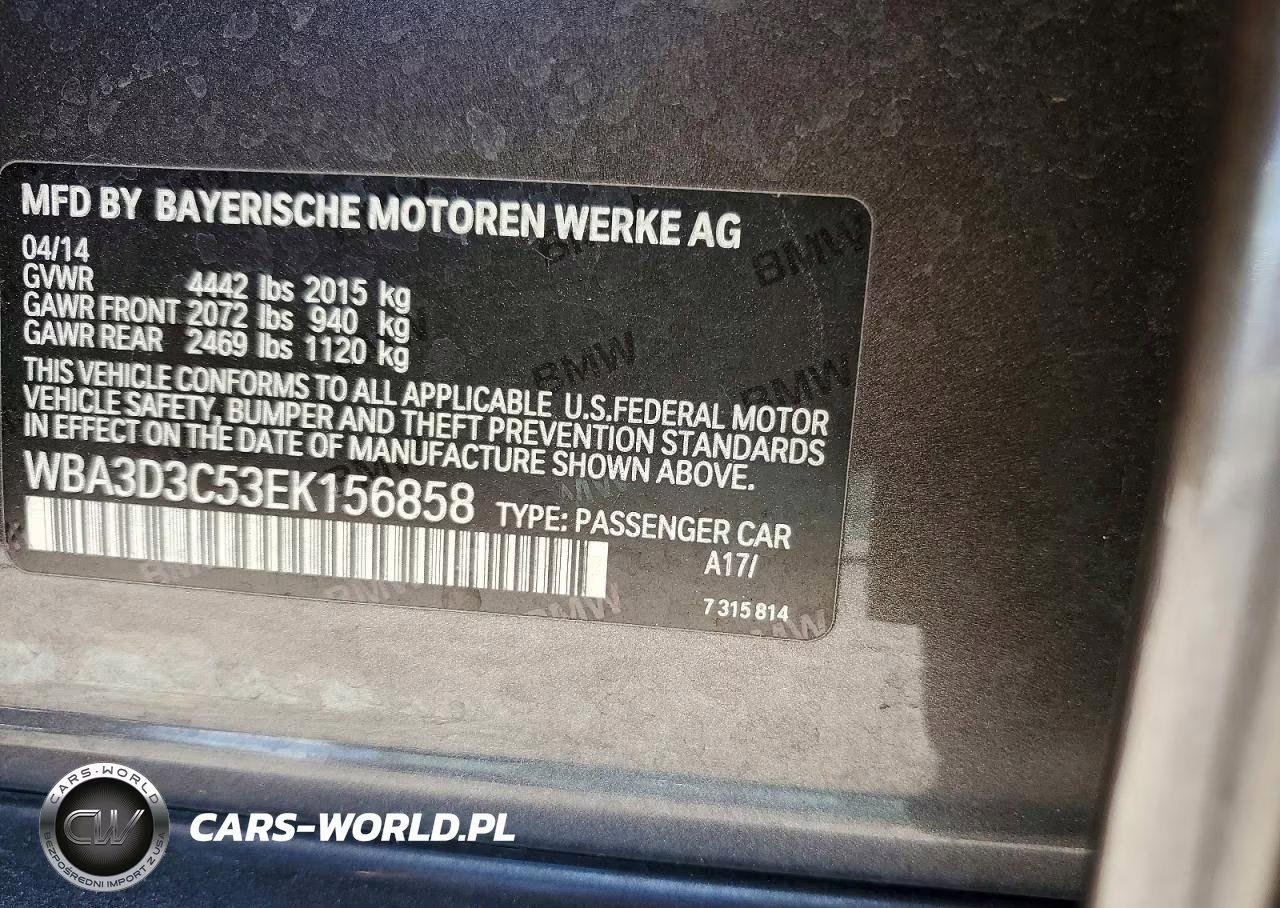 2014 BMW 328 D VIN:WBA3D3C53EK156858 - 12