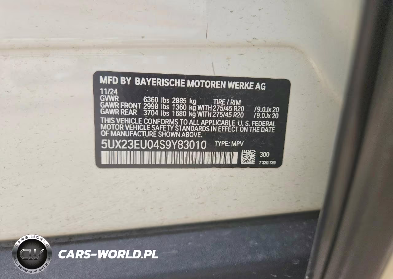 2025 BMW X5 xDrive40I VIN:5UX23EU04S9Y83010 - 12