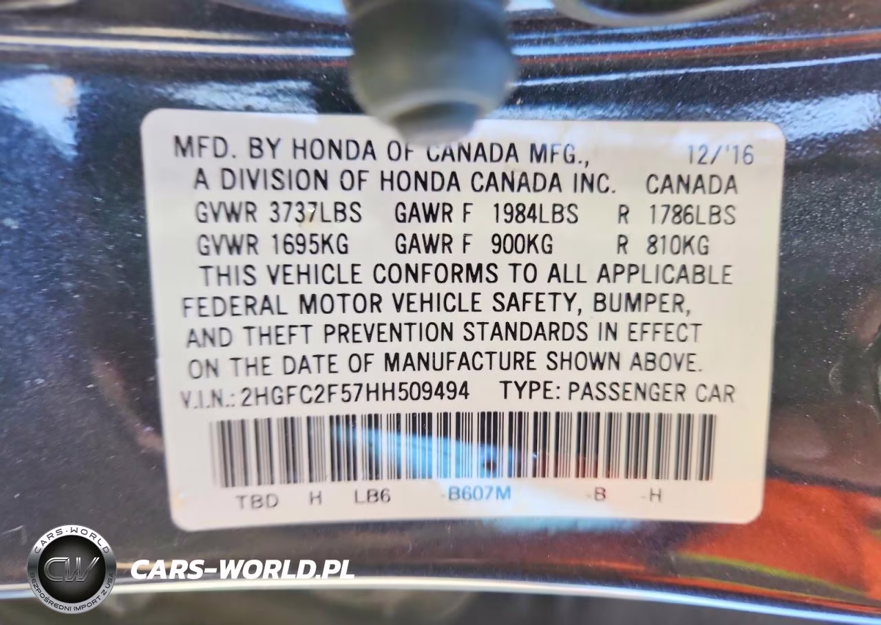 2017 Honda Civic Lx VIN:2HGFC2F57HH509494 - 12