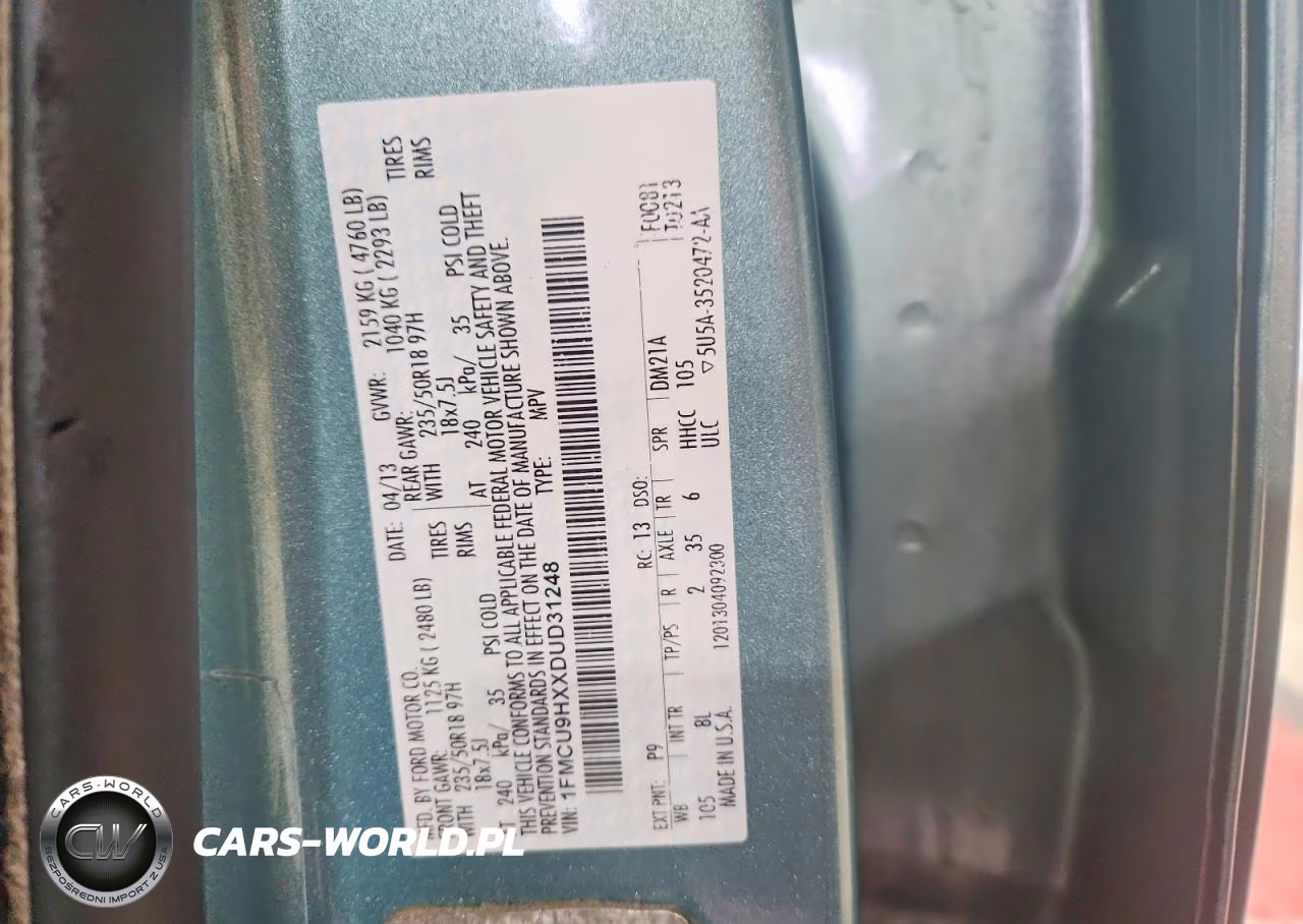 2013 Ford Escape Sel VIN:1FMCU9HXXDUD31248 - 13