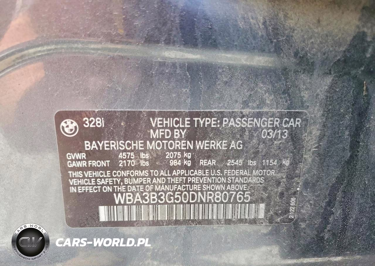 2013 BMW 328 Xi VIN:WBA3B3G50DNR80765 - 12