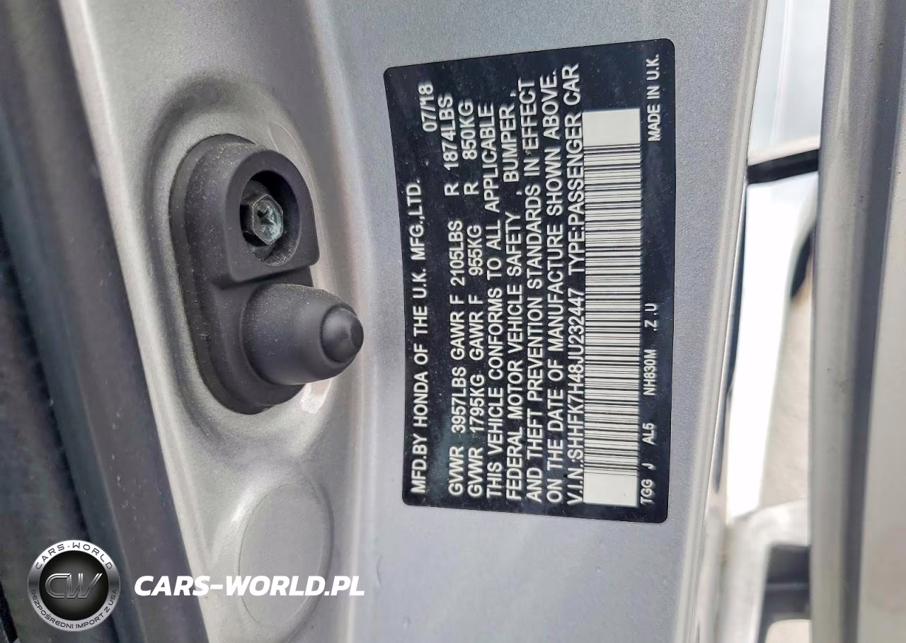 HONDA CIVIC SPOR VIN:SHHFK7H48JU232447 - 13
