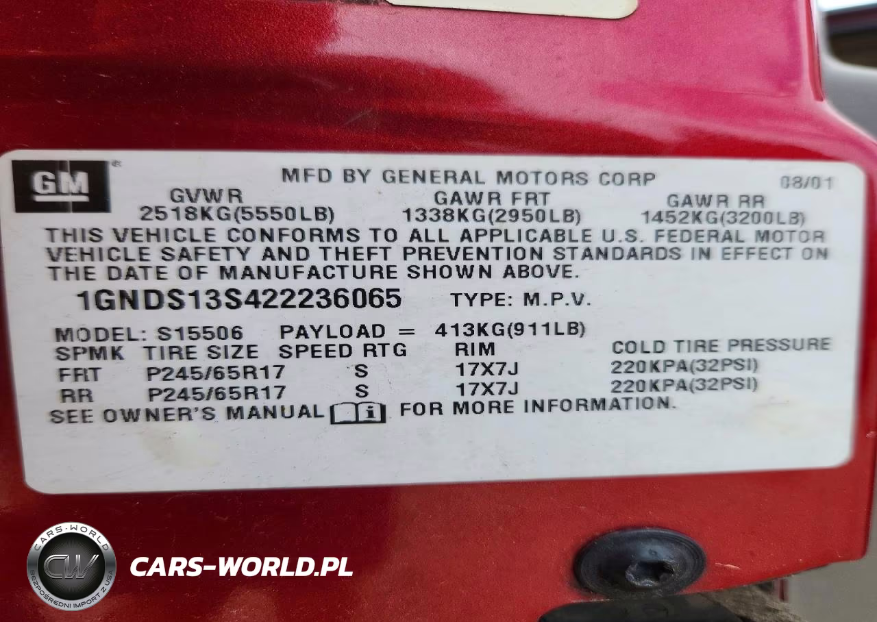 2002 Chevrolet Trailblazer Xl VIN:1GNDS13S422236065 - 13