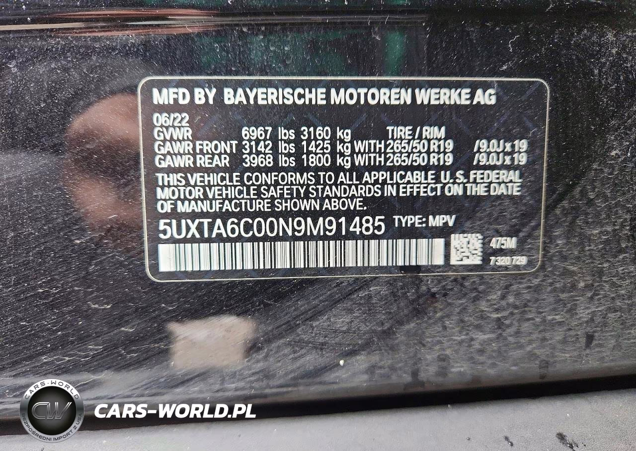 2022 BMW X5 xDrive45E VIN:5UXTA6C00N9M91485 - 12
