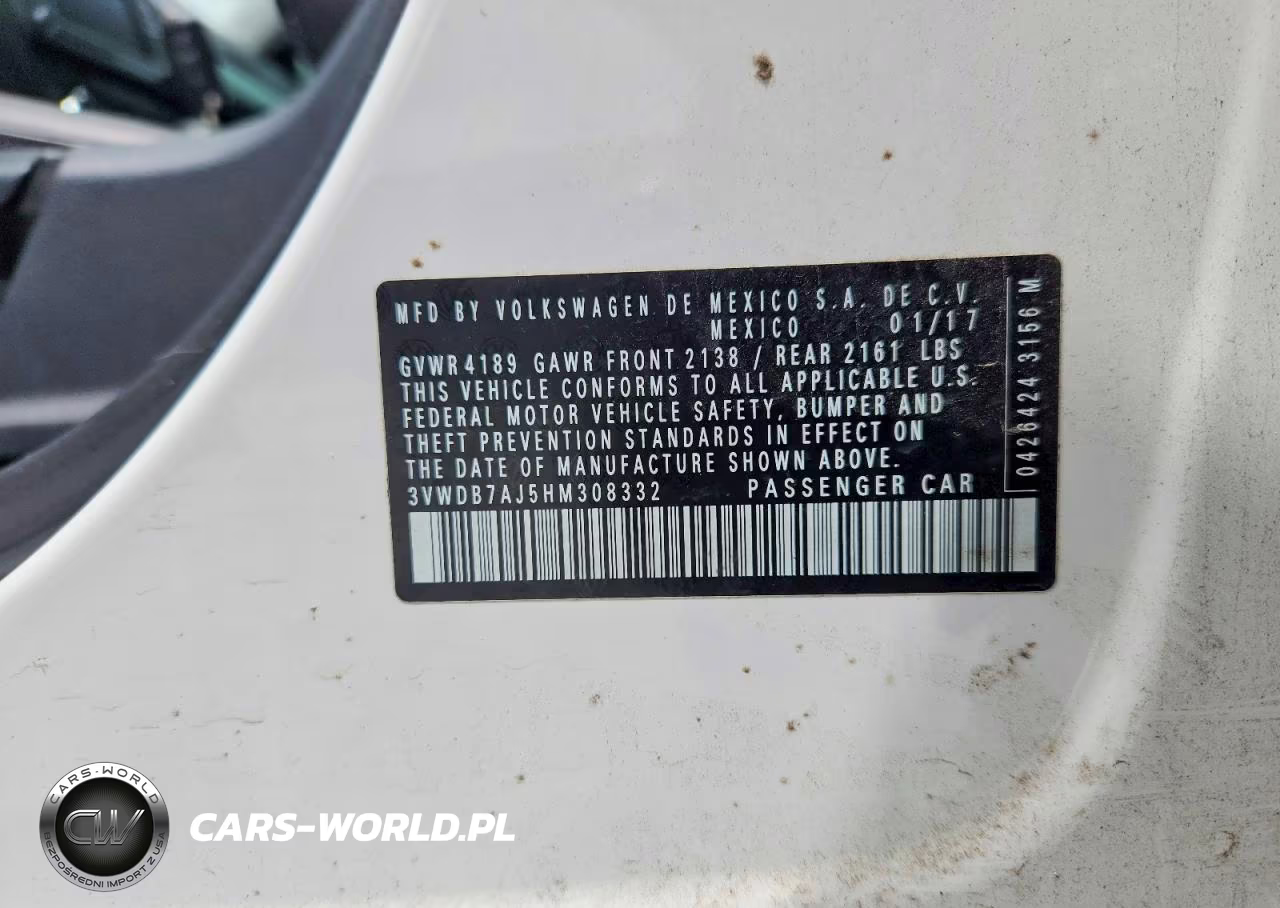 2017 Volkswagen Jetta Se VIN:3VWDB7AJ5HM308332 - 12
