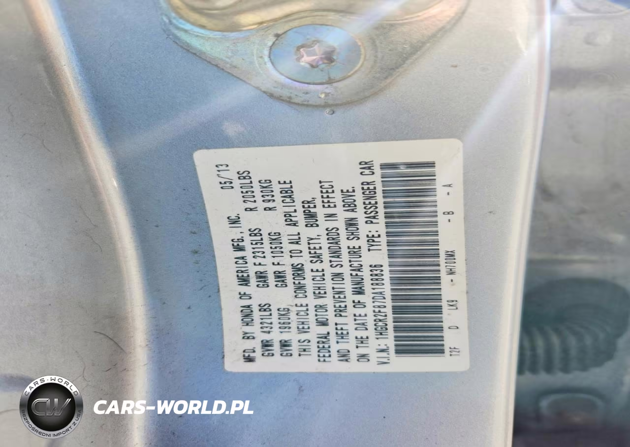 2013 Honda Accord Exl VIN:1HGCR2F87DA188836 - 12