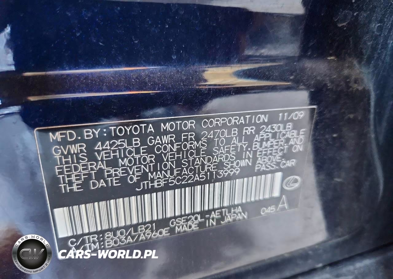2010 Lexus Is 250 VIN:JTHBF5C22A5113999 - 12