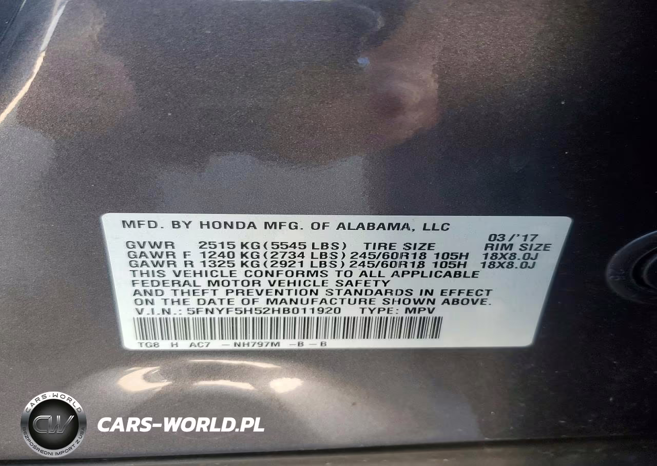 2017 Honda Pilot Exl VIN:5FNYF5H52HB011920 - 13