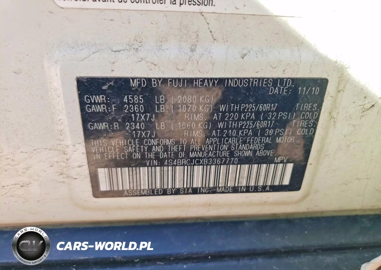 2011 Subaru Outback 2.5I Limited VIN:4S4BRCJCXB3367770 - 13