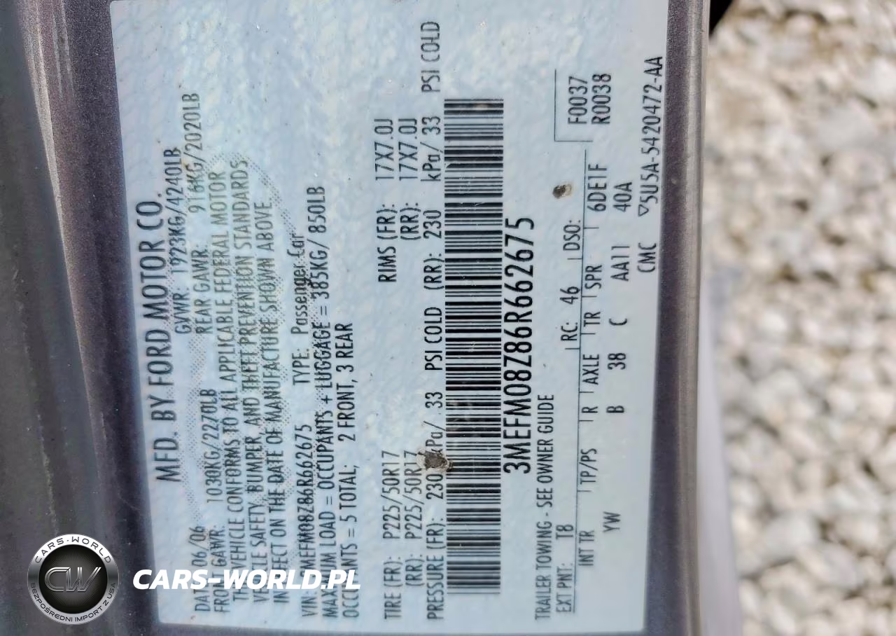 2006 Mercury Milan Premier VIN:3MEFM08Z86R662675 - 12