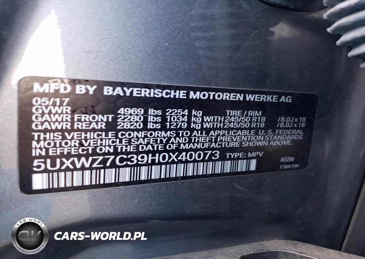 2017 BMW X3 Sdrive28I VIN:5UXWZ7C39H0X40073 - 12