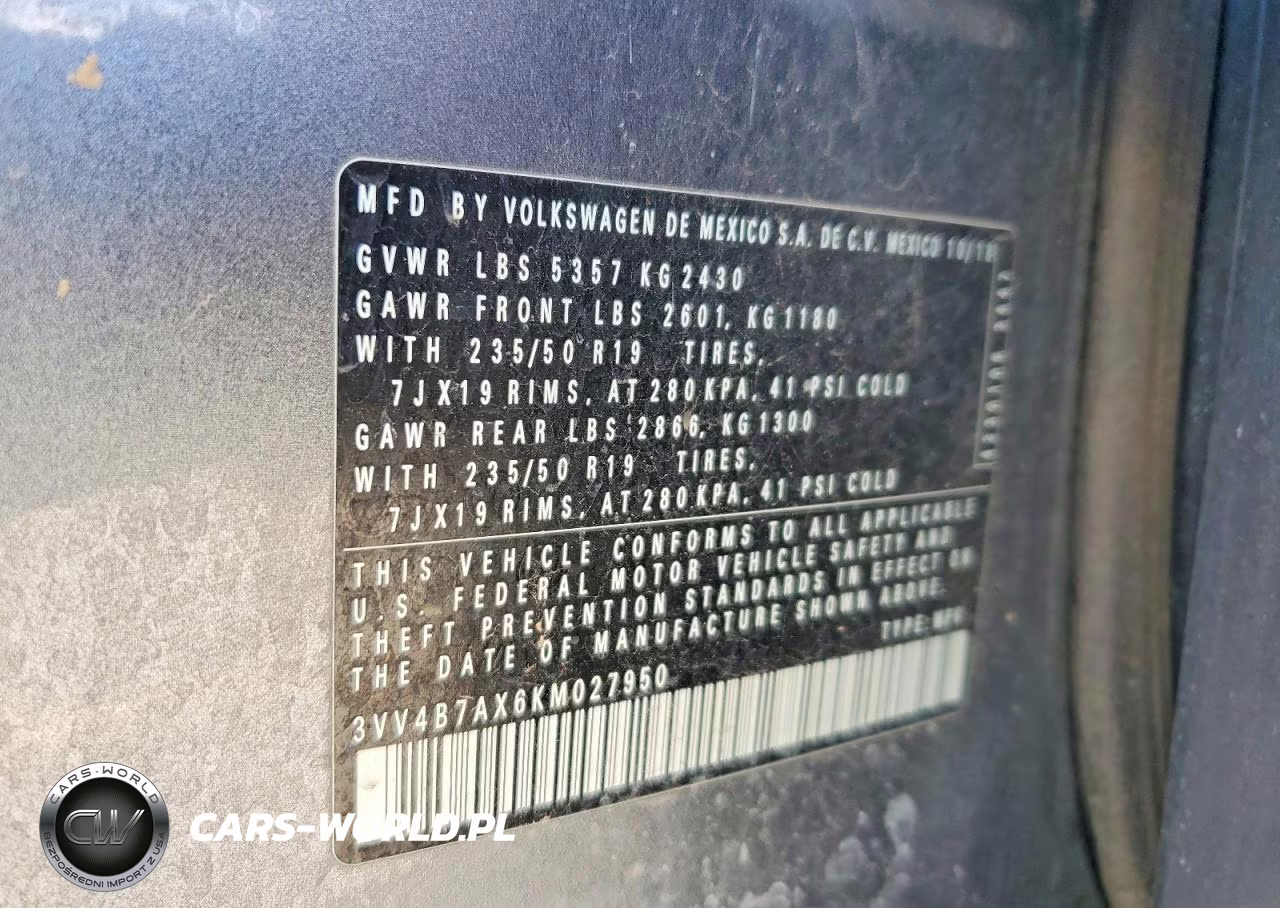 2019 Volkswagen Tiguan Sel Premium VIN:3VV4B7AX6KM027950 - 13