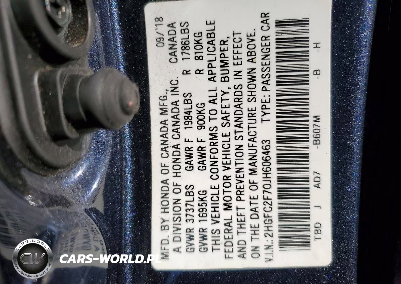 2018 Honda Civic Ex VIN:2HGFC2F70JH606463 - 12