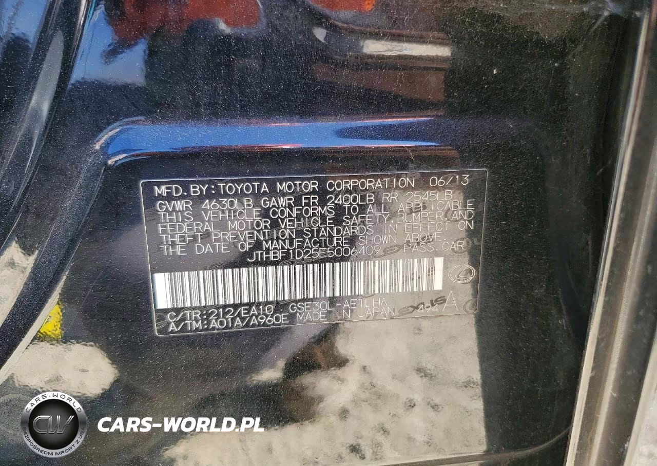 2014 Lexus Is 250 VIN:JTHBF1D25E5006409 - 12
