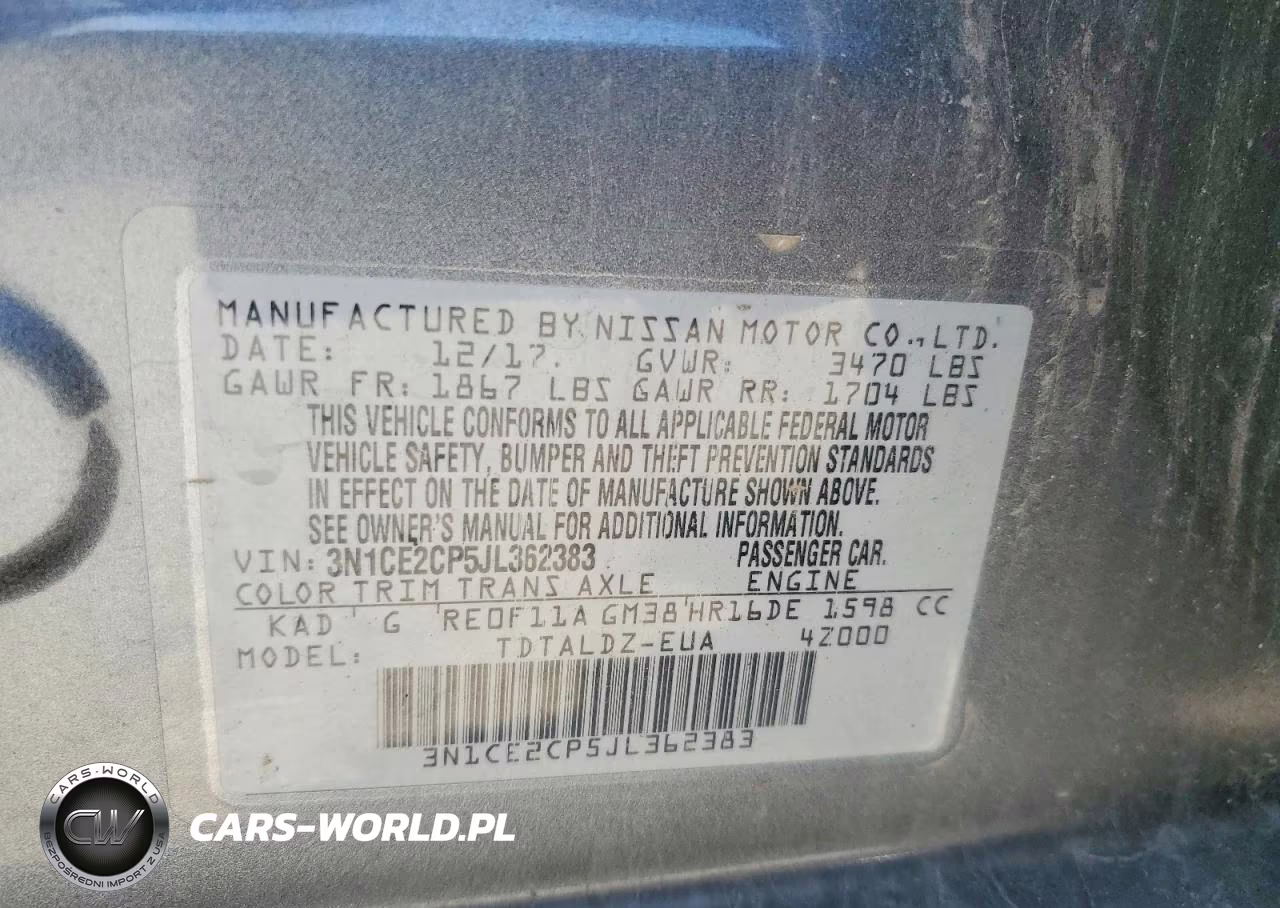2018 Nissan Versa Note Sv VIN:3N1CE2CP5JL362383 - 12
