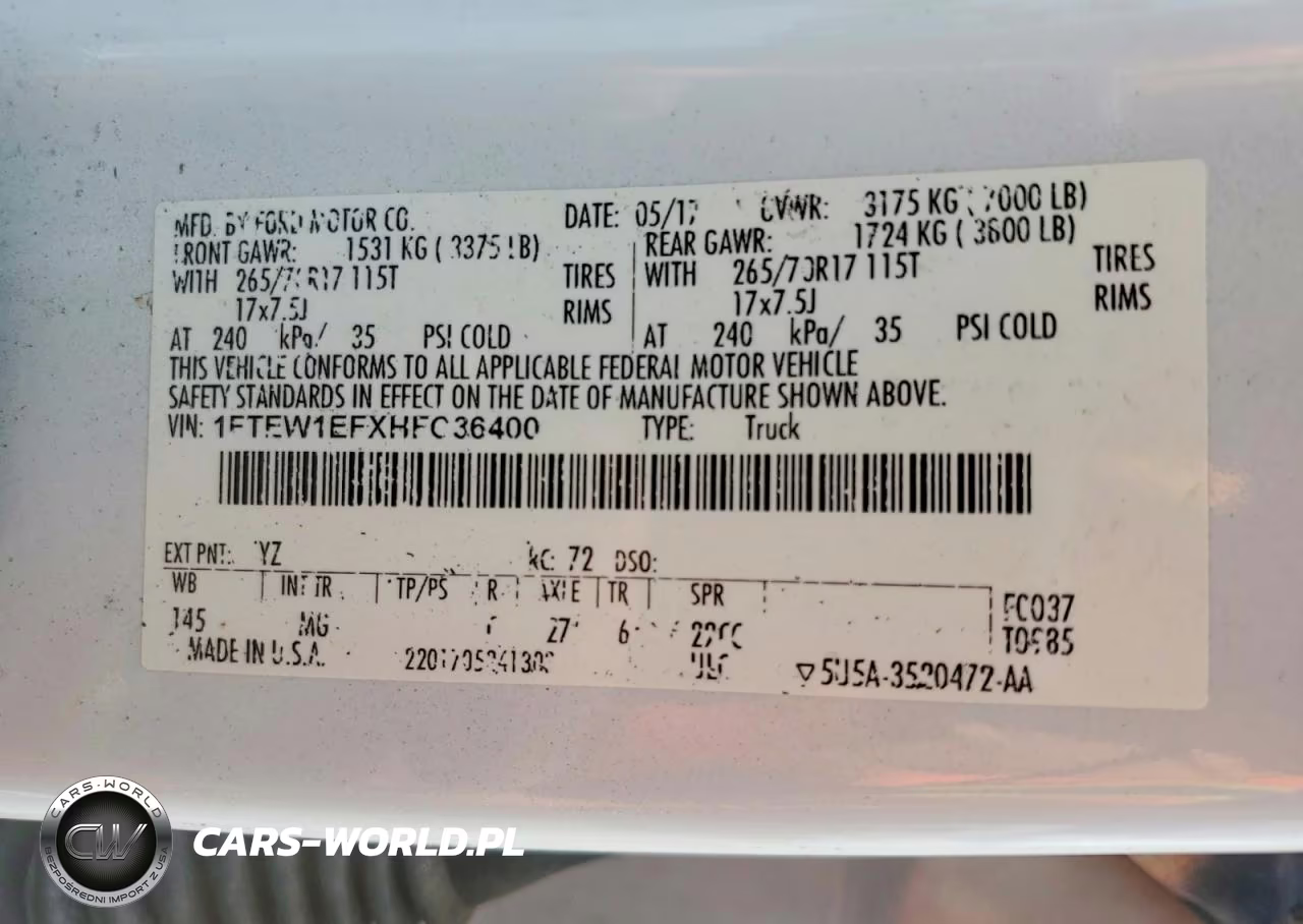 2017 Ford F150 Supercrew VIN:1FTEW1EFXHFC36400 - 12