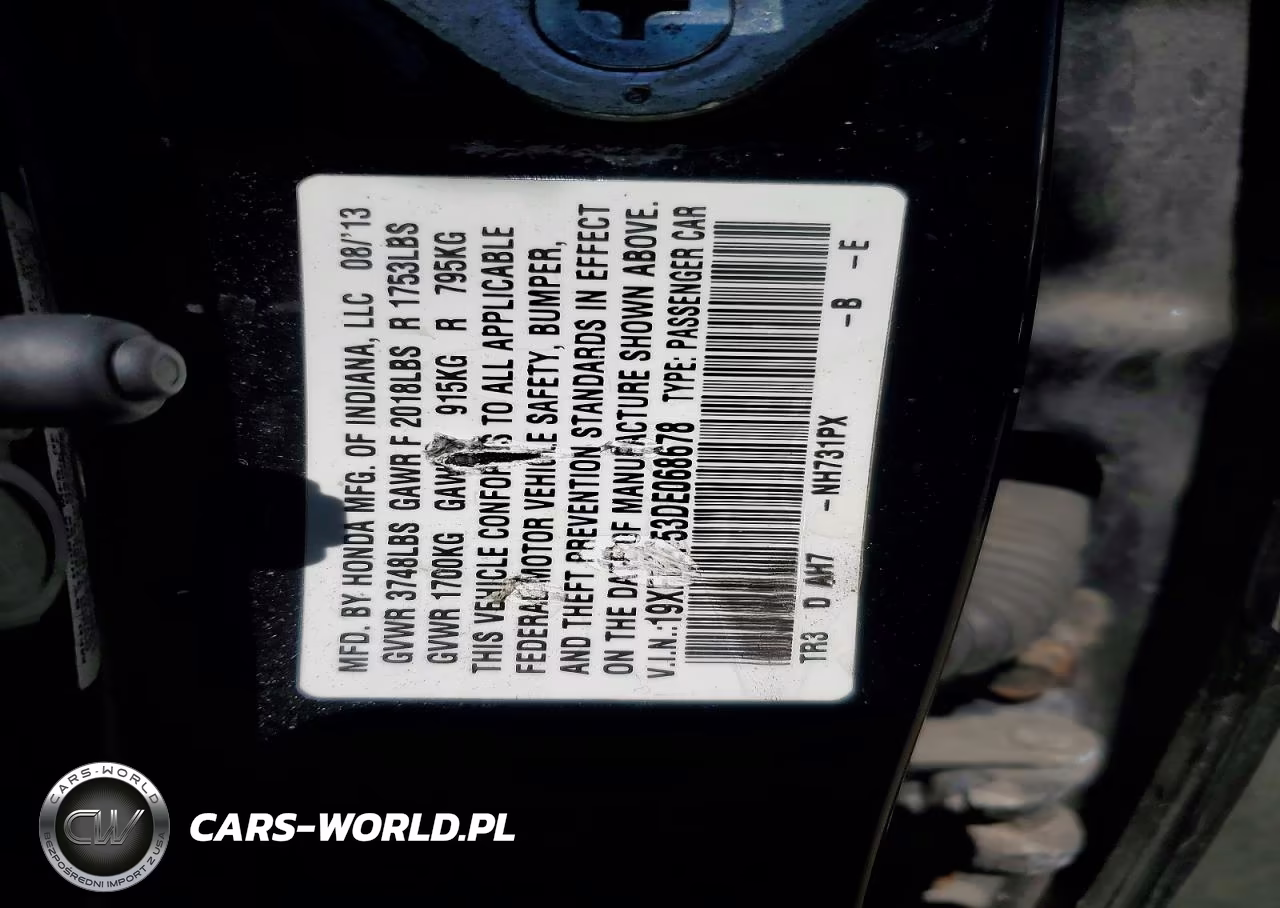 2013 Honda Civic Lx VIN:19XFB2F53DE068678 - 13