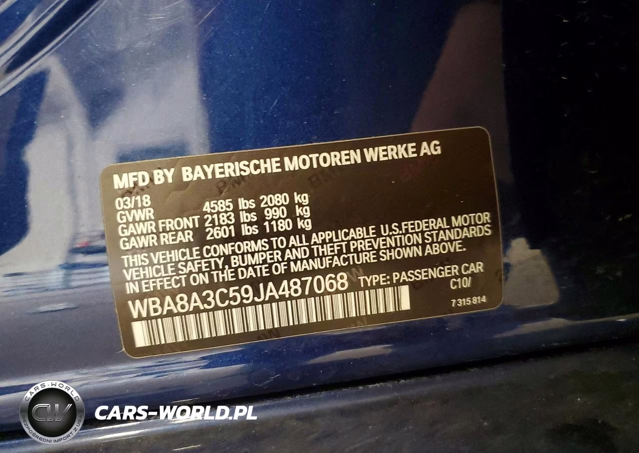 2018 BMW 320 Xi VIN:WBA8A3C59JA487068 - 12
