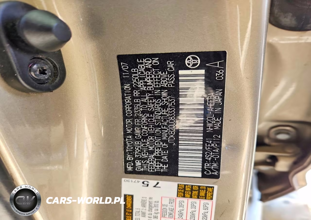 2008 Toyota Prius Base VIN:JTDKB20U083337537 - 12