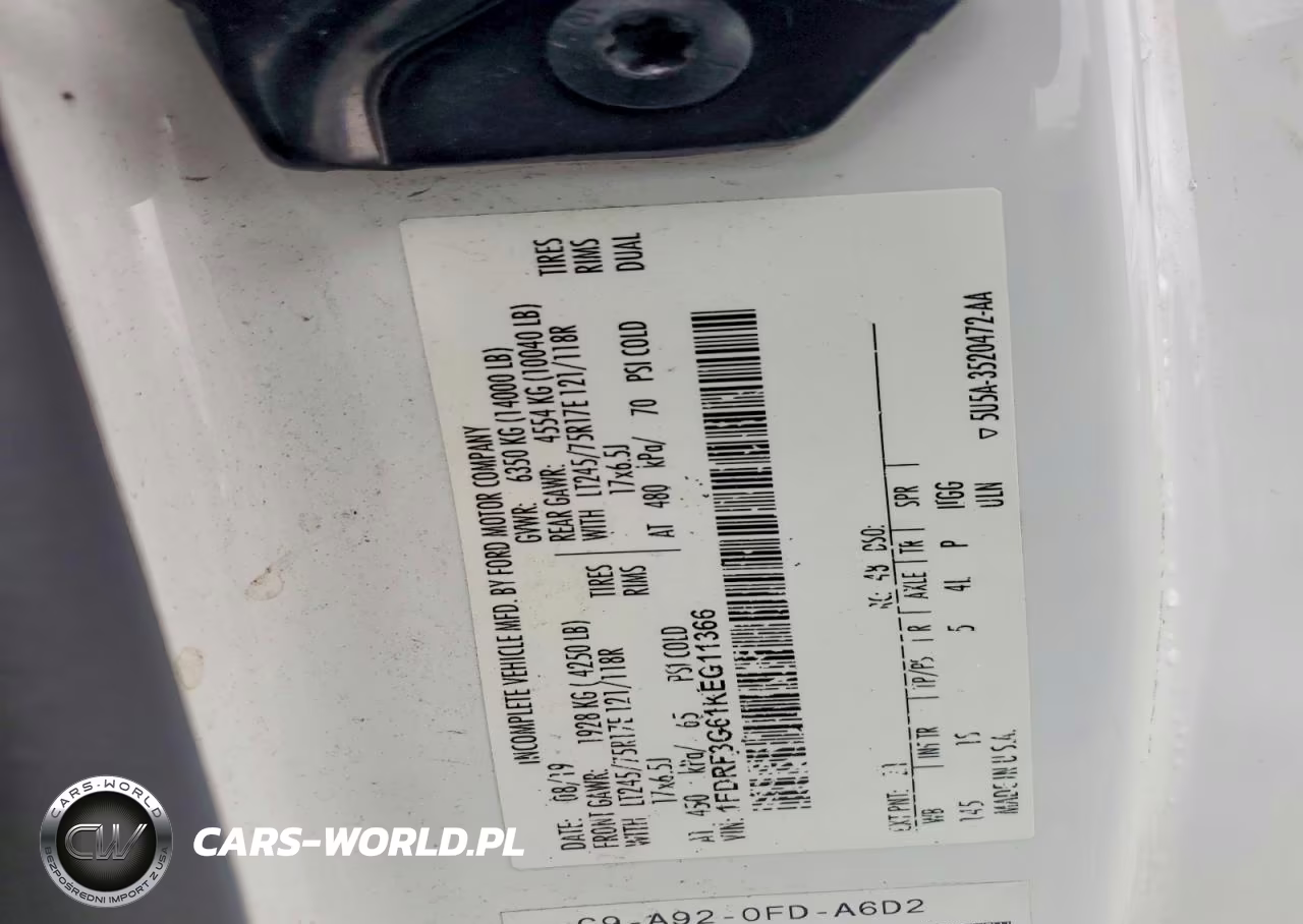 2019 Ford F350 Super Duty VIN:1FDRF3G61KEG11366 - 12