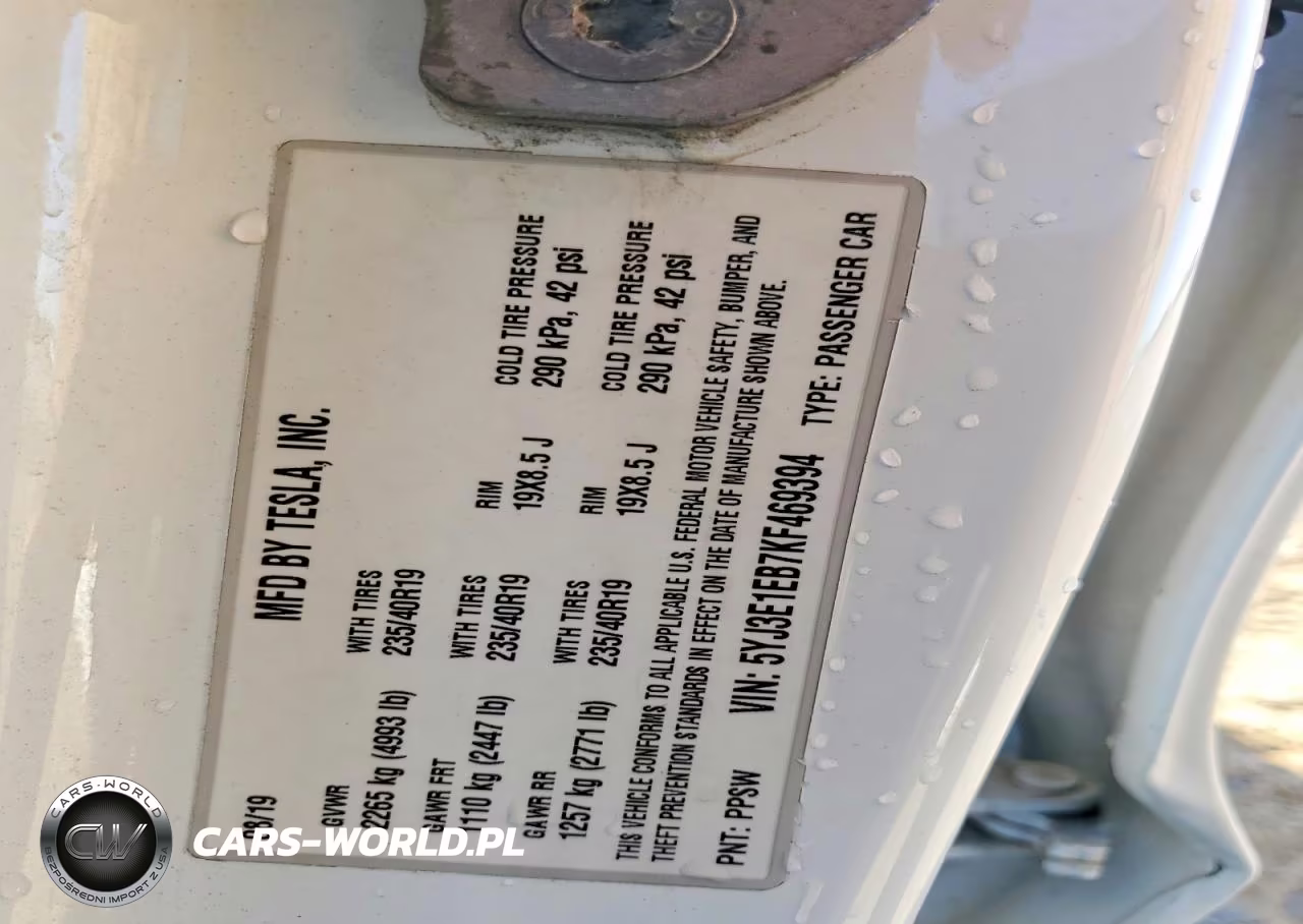 2019 Tesla Model 3 VIN:5YJ3E1EB7KF469394 - 12