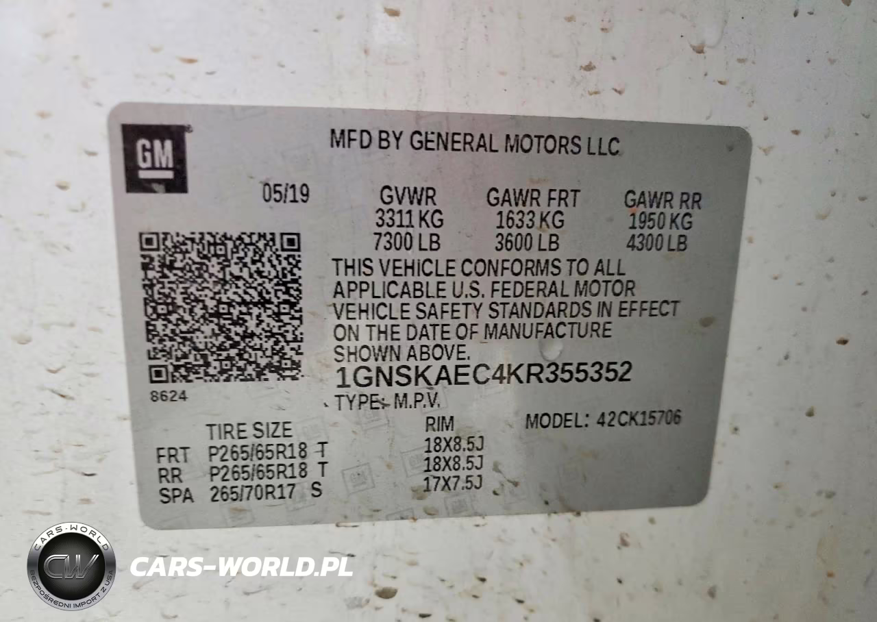 2019 Chevrolet Tahoe K1500 Ls VIN:1GNSKAEC4KR355352 - 13