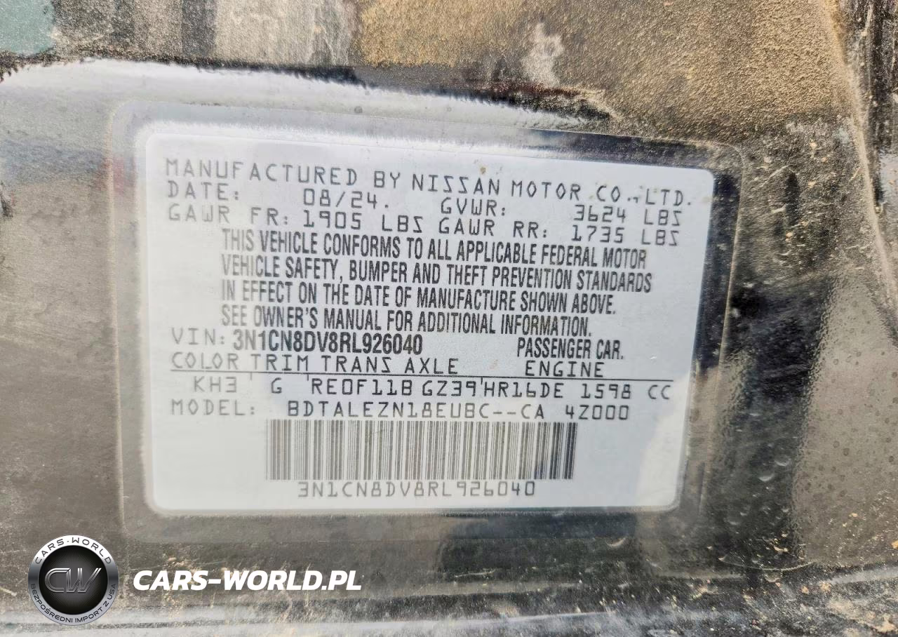 2024 Nissan Versa S VIN:3N1CN8DV8RL926040 - 13