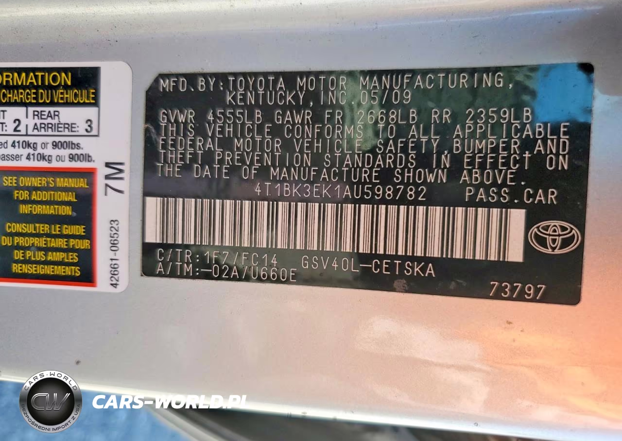 2010 Toyota Camry Se V6 VIN:4T1BK3EK1AU598782 - 12