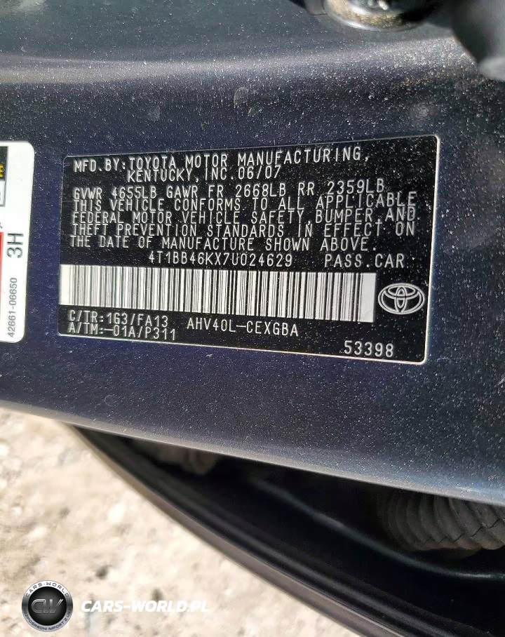 2007 Toyota Camry Hybrid VIN:4T1BB46KX7U024629 - 12