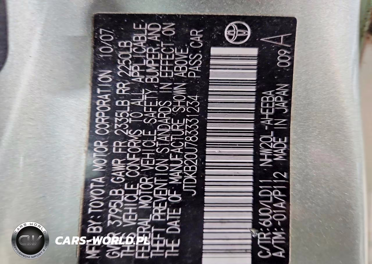 2008 Toyota Prius Base VIN:JTDKB20U783331234 - 12