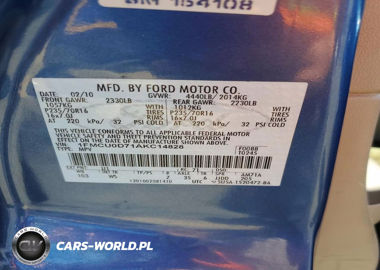 2010 Ford Escape Xlt VIN:1FMCU0D71AKC14828 - 13