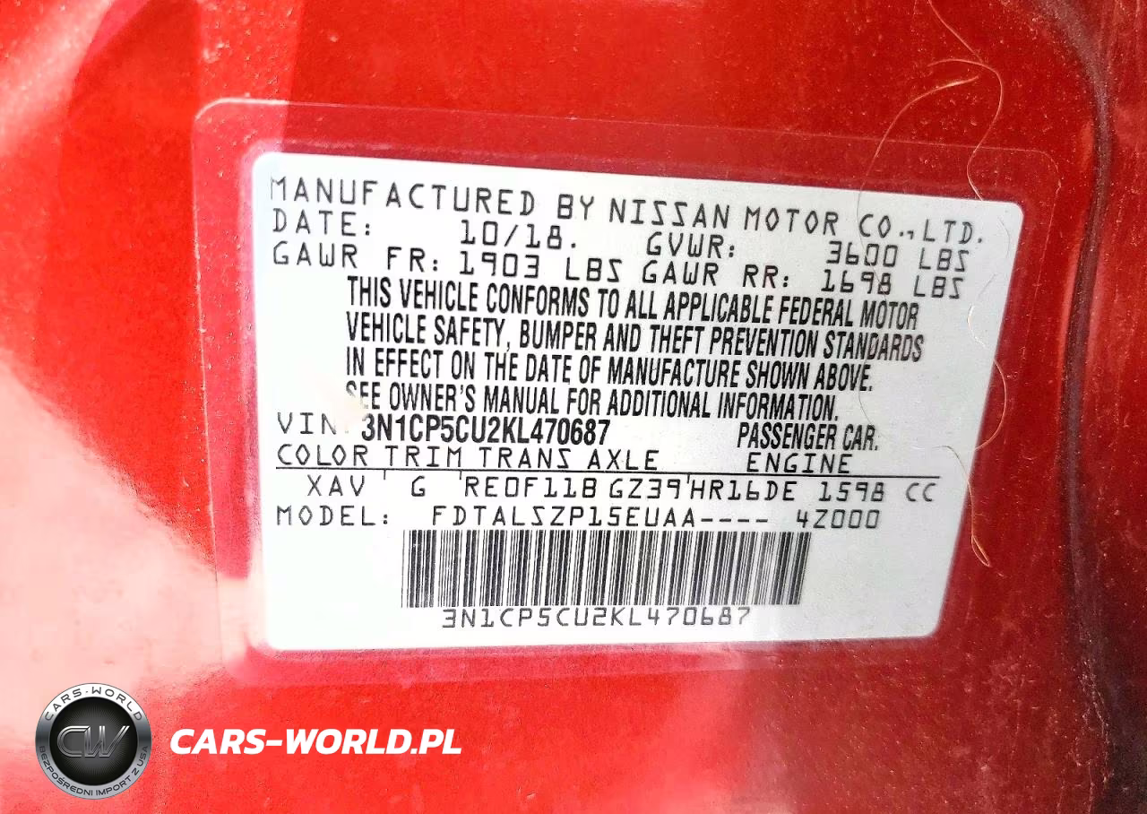 2019 Nissan Kicks Sv VIN:3N1CP5CU2KL470687 - 13