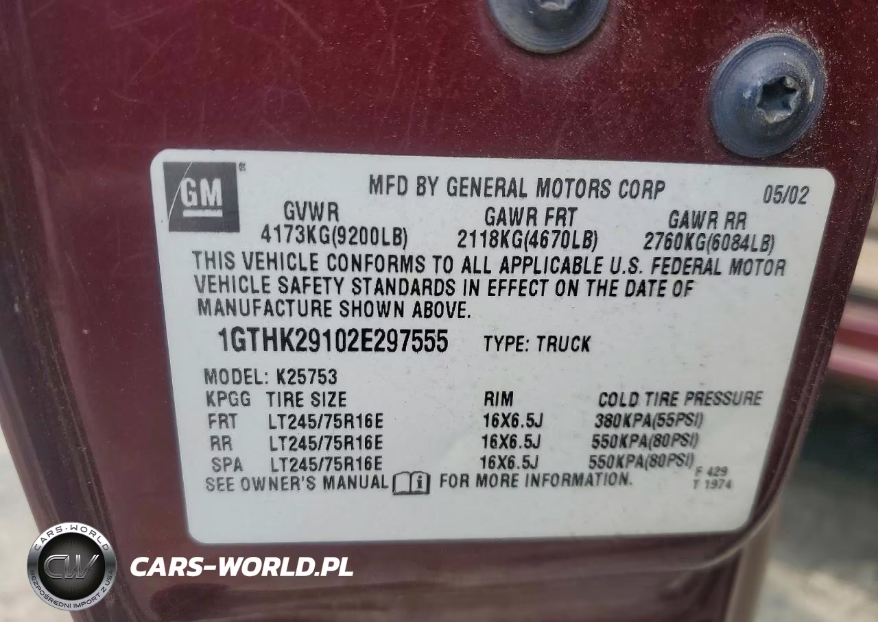 2002 GMC Sierra K2500 Heavy Duty VIN:1GTHK29102E297555 - 12