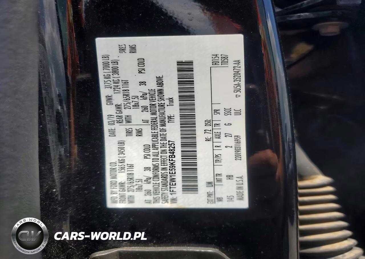 2019 Ford F150 Supercrew VIN:1FTEW1E59KFB48257 - 13