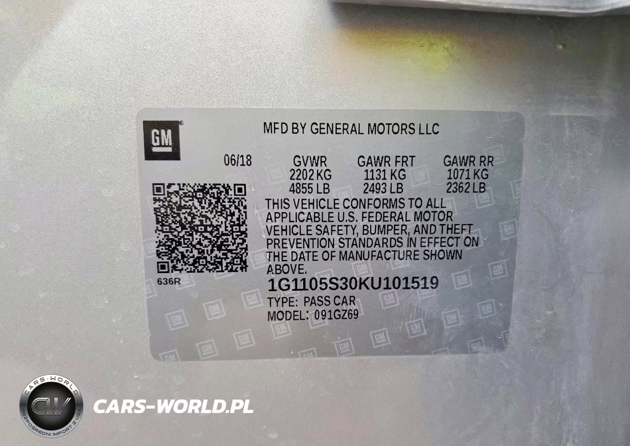 2019 Chevrolet Impala Premier VIN:1G1105S30KU101519 - 12