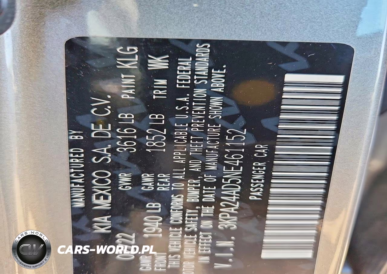 2022 Kia Rio S VIN:3KPA24AD5NE461152 - 13