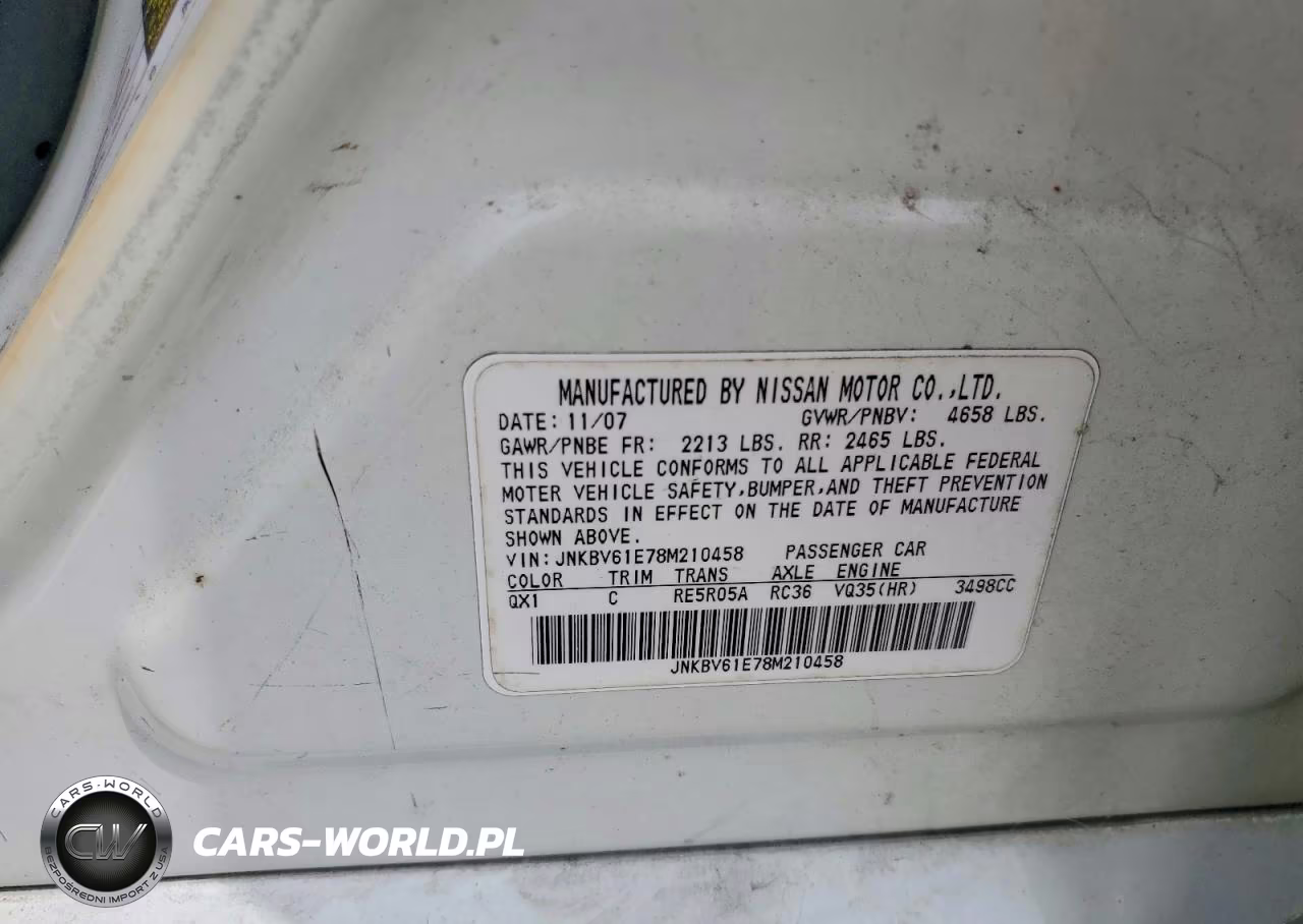 2008 Infiniti G35 Base VIN:JNKBV61E78M210458 - 13