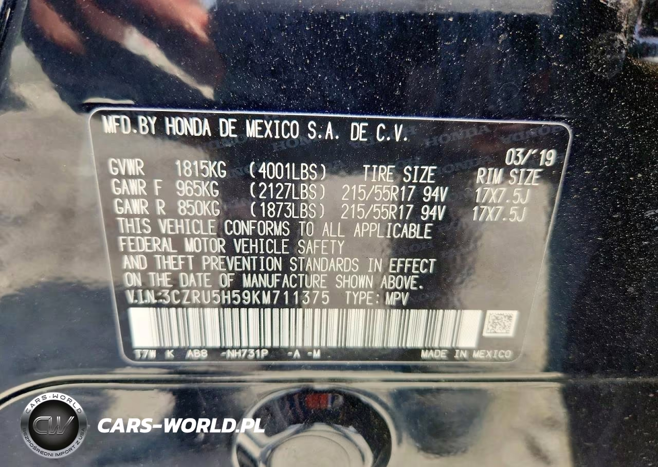 2019 Honda Hr-V Ex VIN:3CZRU5H59KM711375 - 12