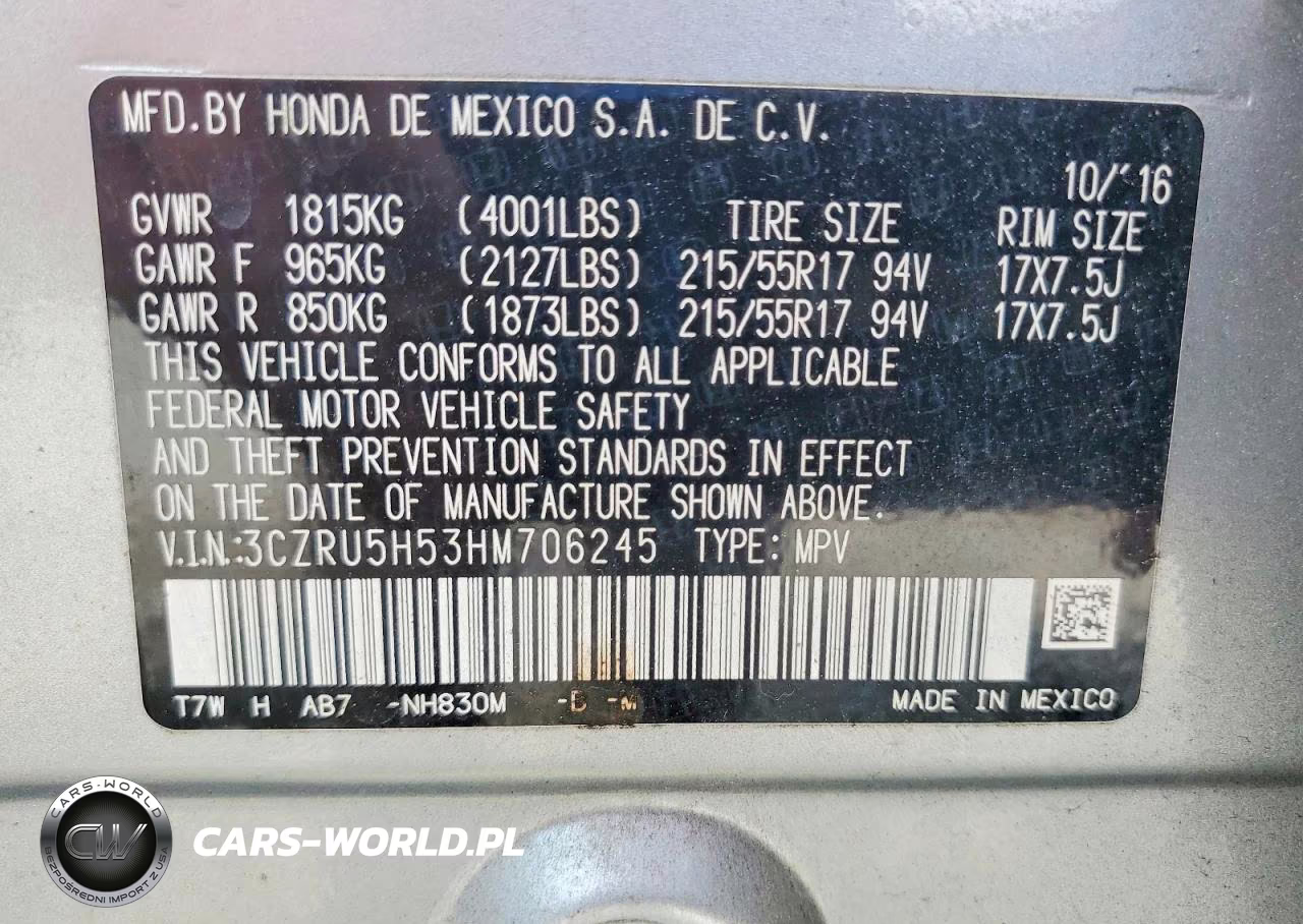 2017 Honda Hr-V Ex VIN:3CZRU5H53HM706245 - 13