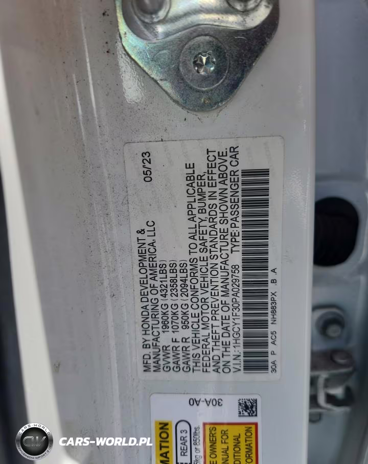 2023 Honda Accord Ex VIN:1HGCY1F30PA029758 - 12