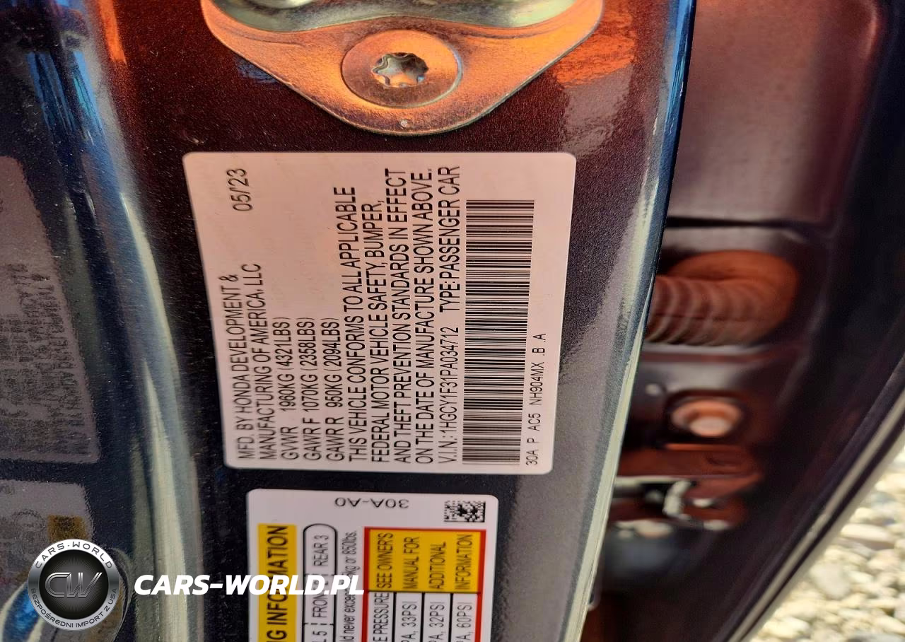 2023 Honda Accord Ex VIN:1HGCY1F31PA034712 - 12