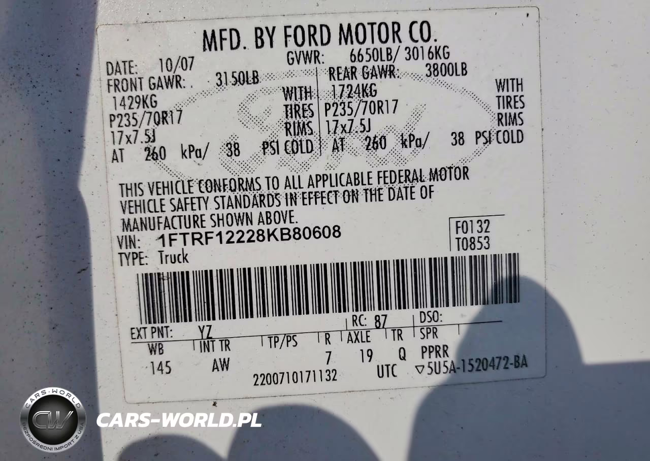 2008 Ford F150 VIN:1FTRF12228KB80608 - 13