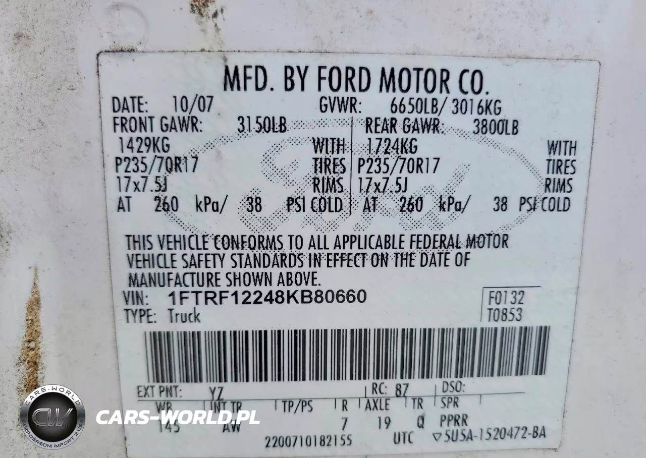 2008 Ford F150 VIN:1FTRF12248KB80660 - 13