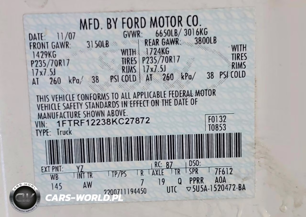 2008 Ford F150 VIN:1FTRF12238KC27872 - 12