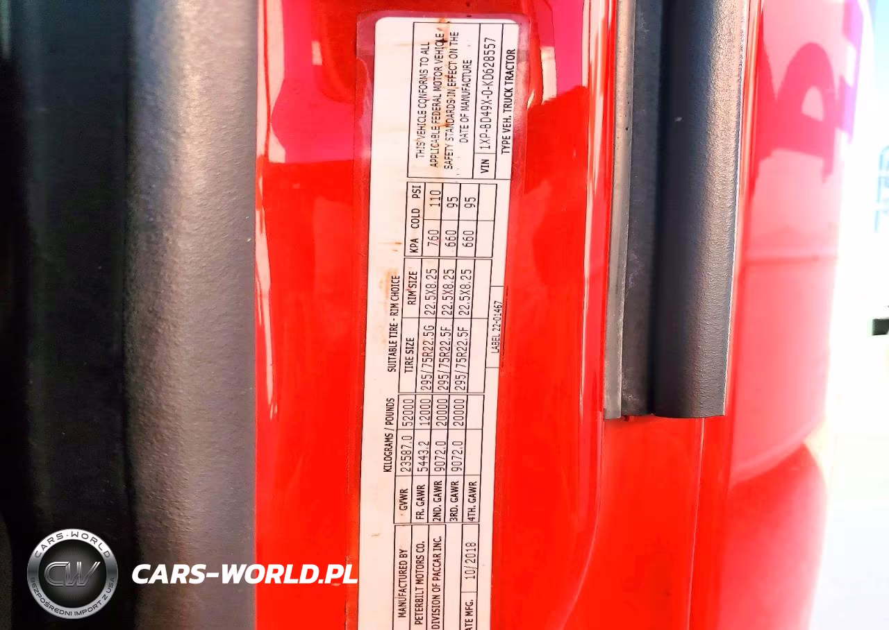 2019 Peterbilt 579 VIN:1XPBD49X0KD628557 - 10