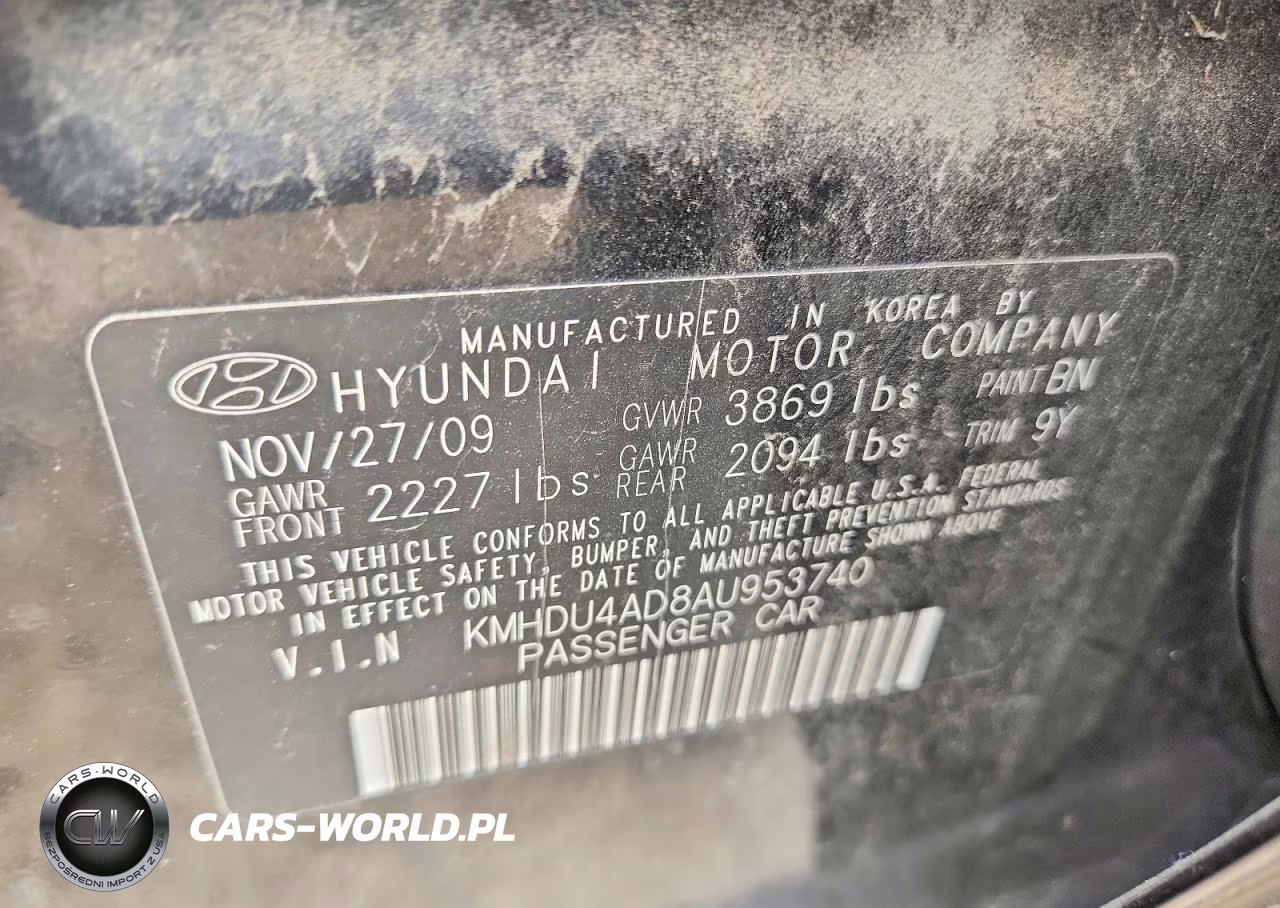 2010 Hyundai Elantra Gls VIN:KMHDU4AD8AU953740 - 12
