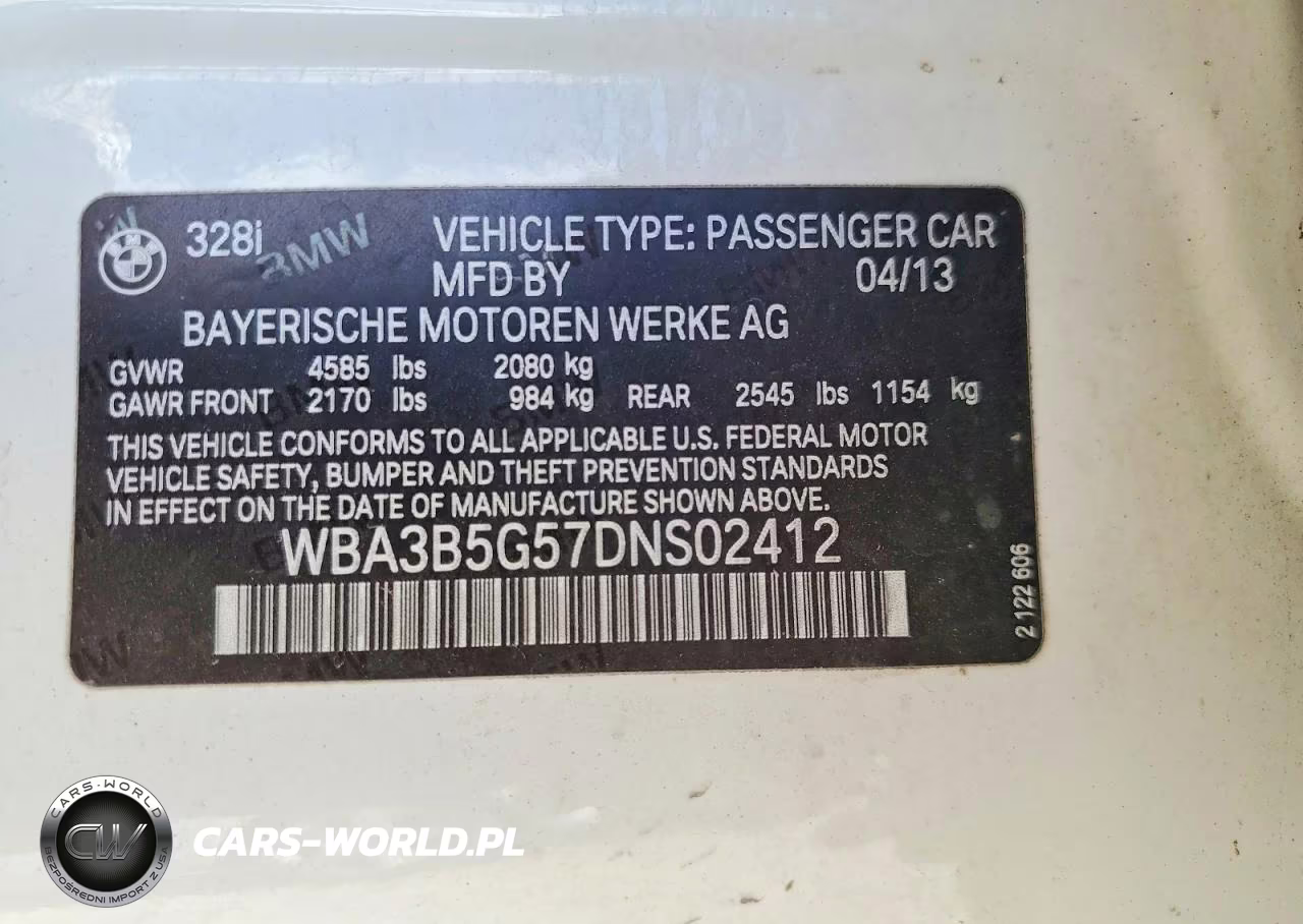 2013 BMW 328 Xi Sulev VIN:WBA3B5G57DNS02412 - 12