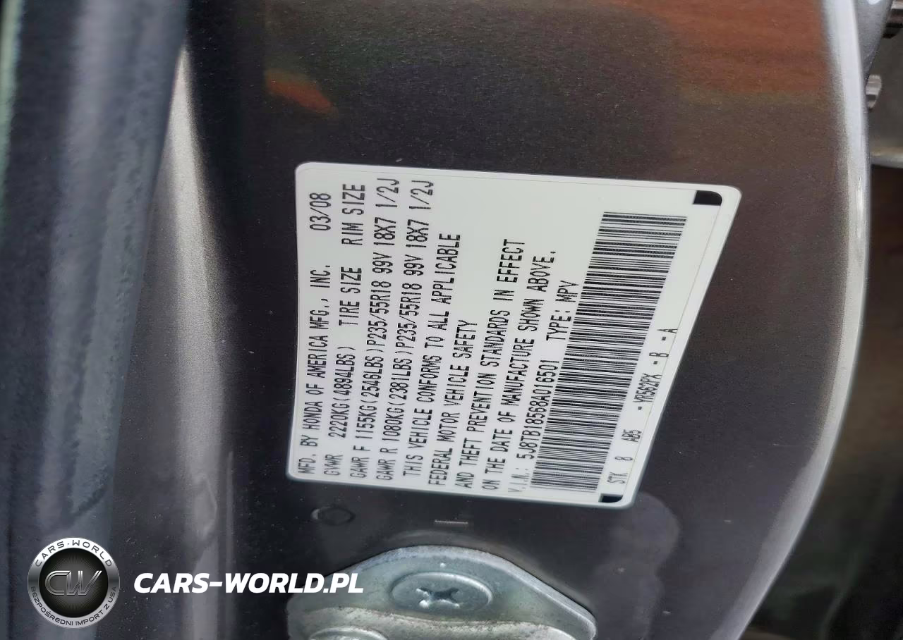 2008 Acura Rdx Technology VIN:5J8TB18568A016501 - 12